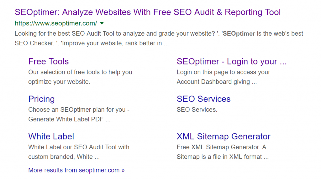 sitelinks on serp